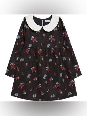 NWT HILL HOUSE HOME Kids Lottie Dress Black Ikat Floral Crushed Taffeta 11/12Y